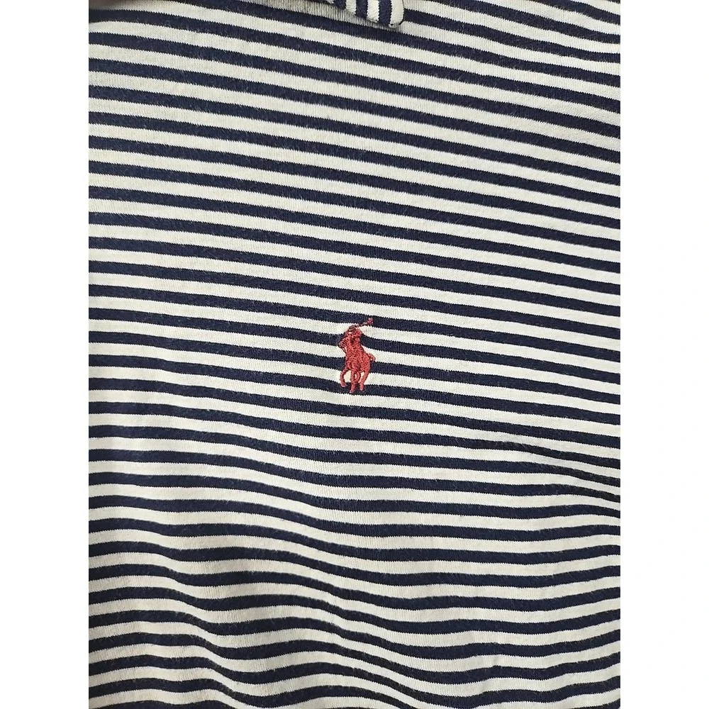 Vintage Polo‎ Ralph Lauren Polo Short Shirt Men's L Navy White 1/4 Zip Striped